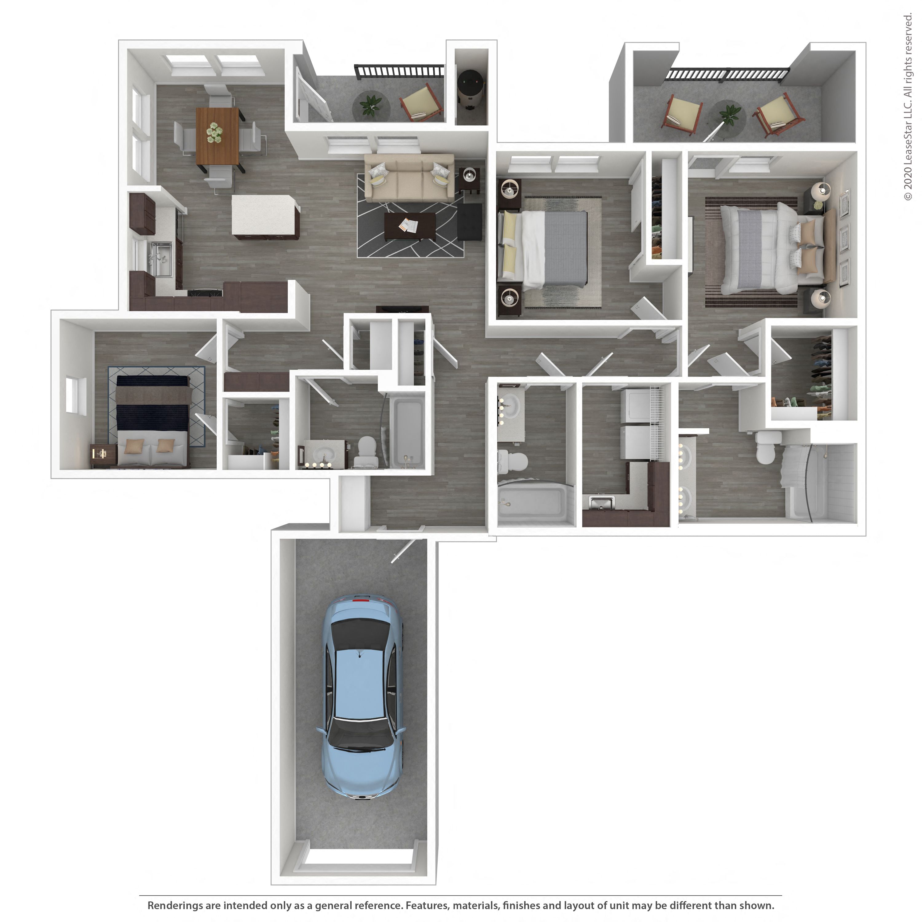 Floor plan for 3 beds, 3 baths, 1502 sqft